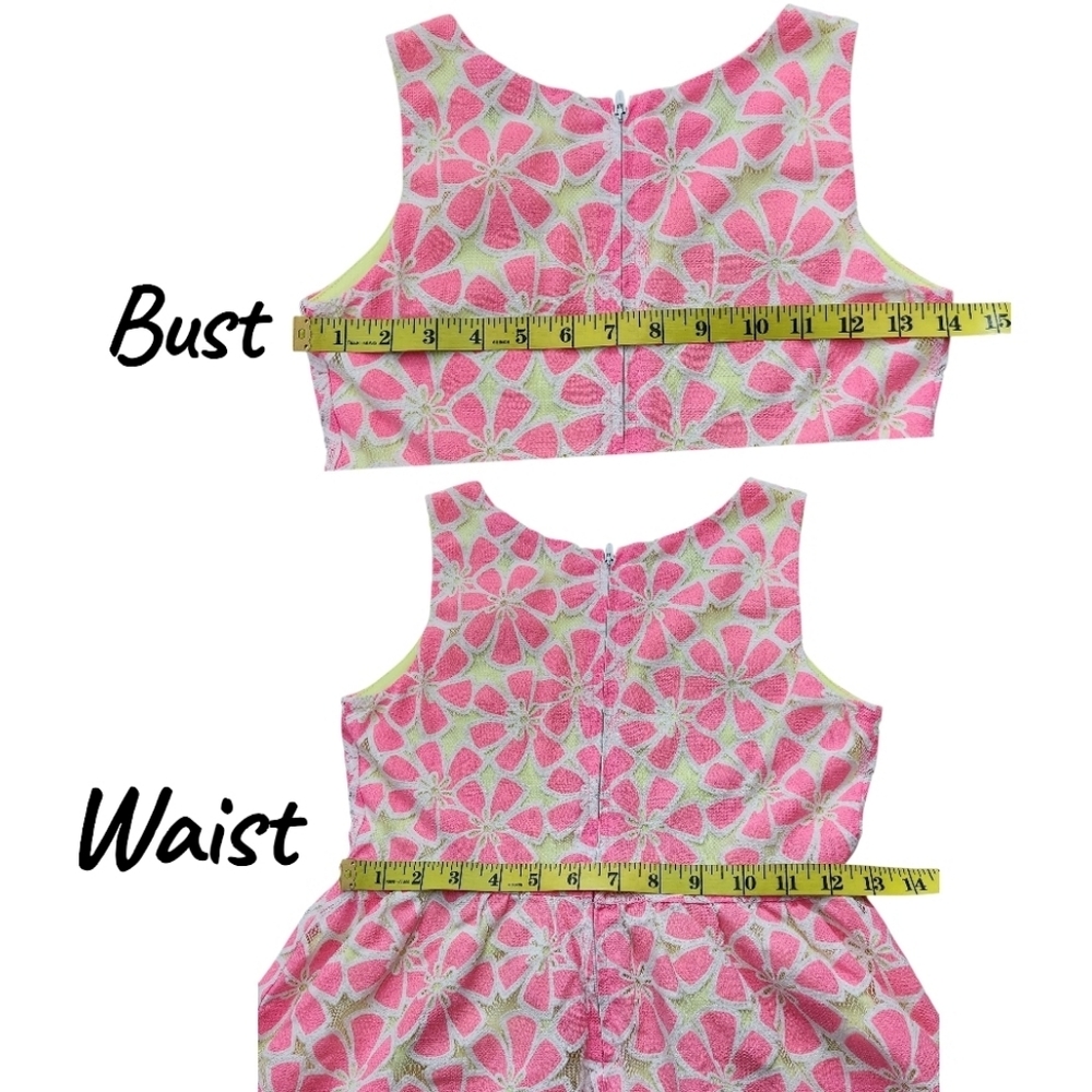 Justice Girls Dress Line-A Scoop Neck Sleeveless Pink Neon-Yellow Lining Size 10 - Picture 9 of 10